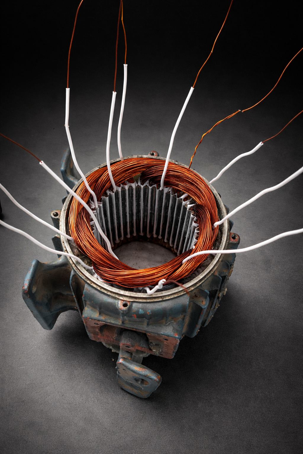 Vista detalhada de estator elétrico